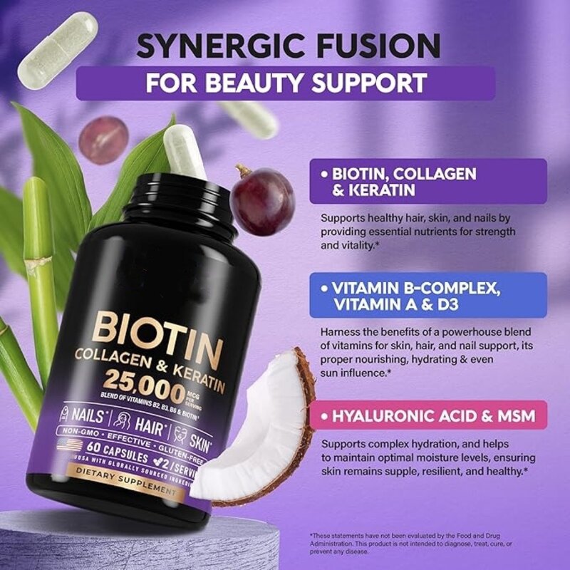 Beauty Complex Capsules Manufacturer - 25000 MCG Biotin Collagen & Keratin
