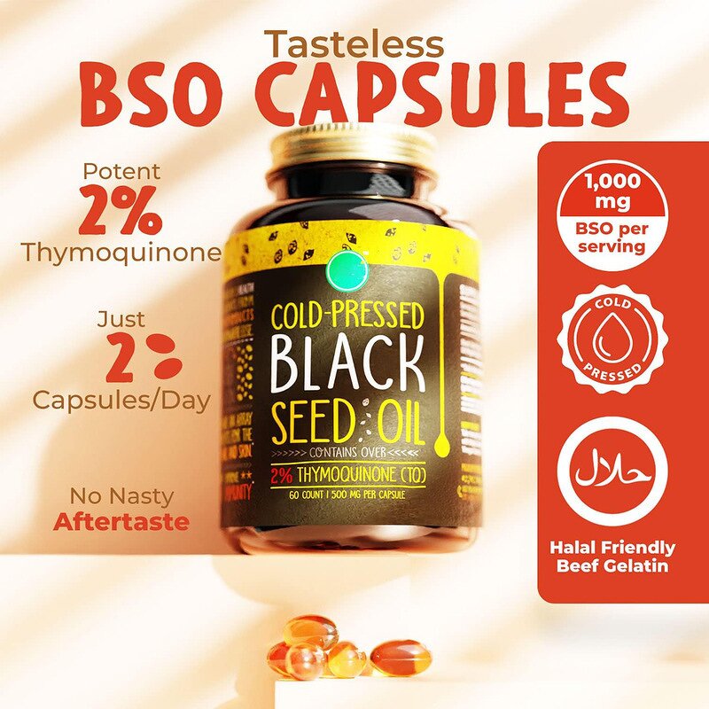 Black Seed Oil Capsules Manufacturer - 500mg Softgel 60 Count for Immunity
