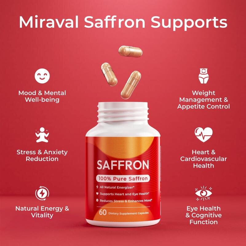 Saffron Extract Manufacturer - 60-Capsule Natural for Adult Stress Relief