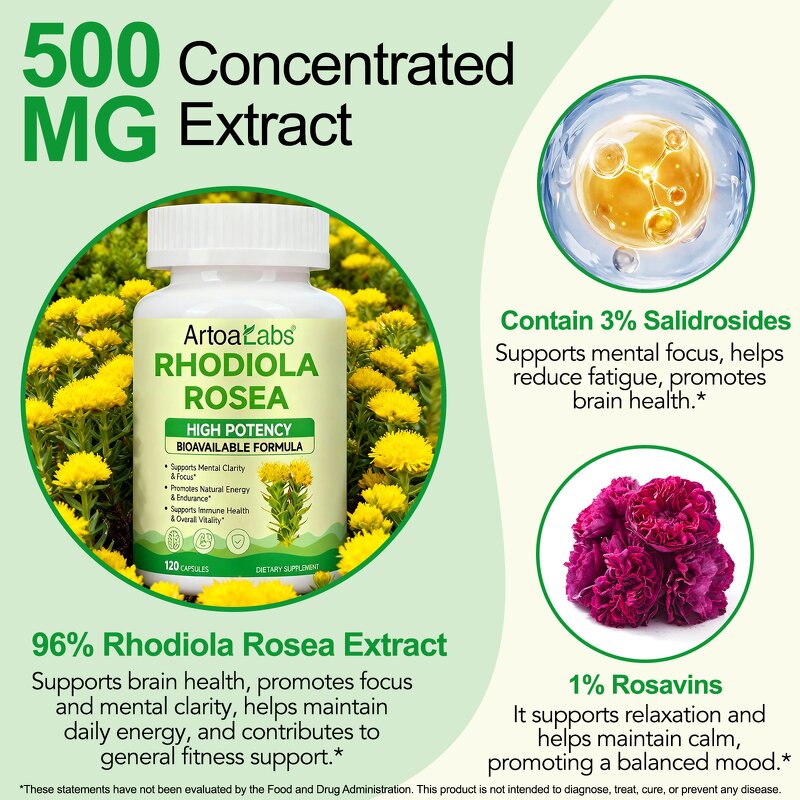 Rhodiola Rosea Capsules - Manufacturer Private Label Non-GMO Organic Focus Stress