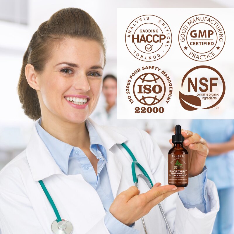 Black Walnut Drops - Manufacturer 60ml Non-GMO Garlic Digestive Immune Support