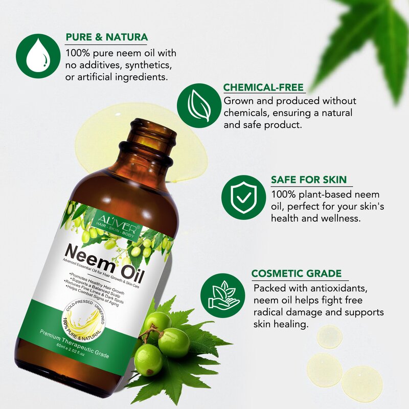 Neem Oil - Manufacturer 60ml Private Label Cold Pressed Hair Growth Skin
