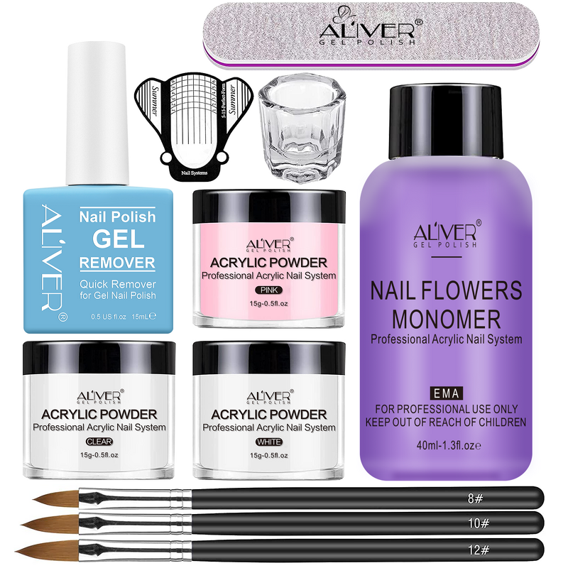 Acrylic Nail Kit - Manufacturer Wholesale Brush File Gel Remover Acrylic Powder