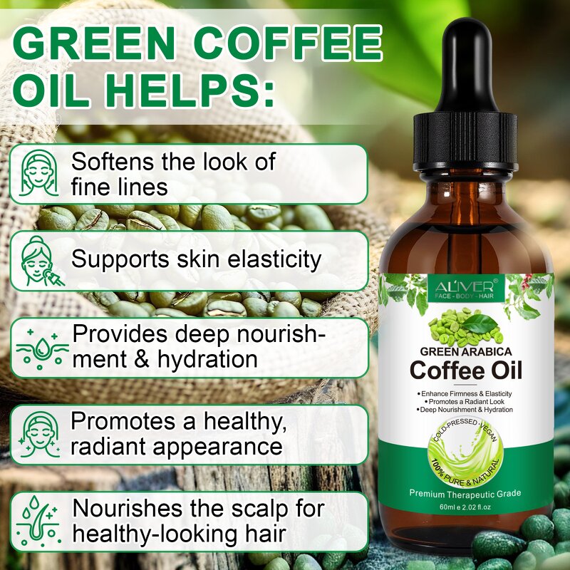 Green Coffee Oil - Manufacturer 60ml Cold Pressed Vegan Nourishment Face Skin