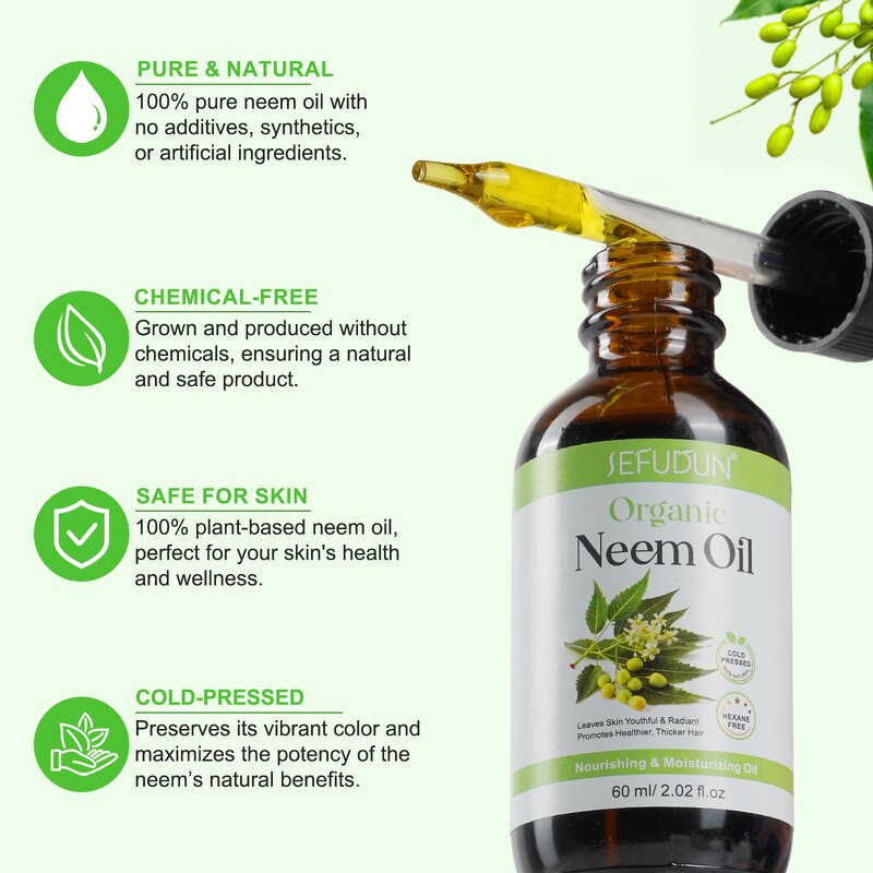 Neem Oil - Manufacturer 60ml Cold Pressed Organic Scalp Hair Growth Skin