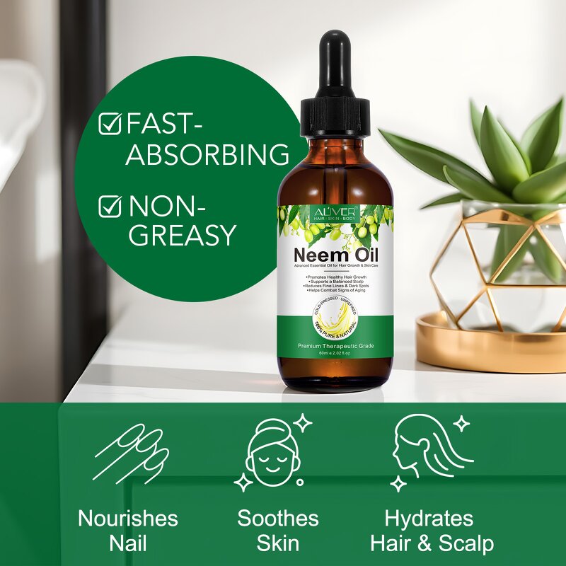 Neem Oil - Manufacturer 60ml Private Label Cold Pressed Hair Growth Skin