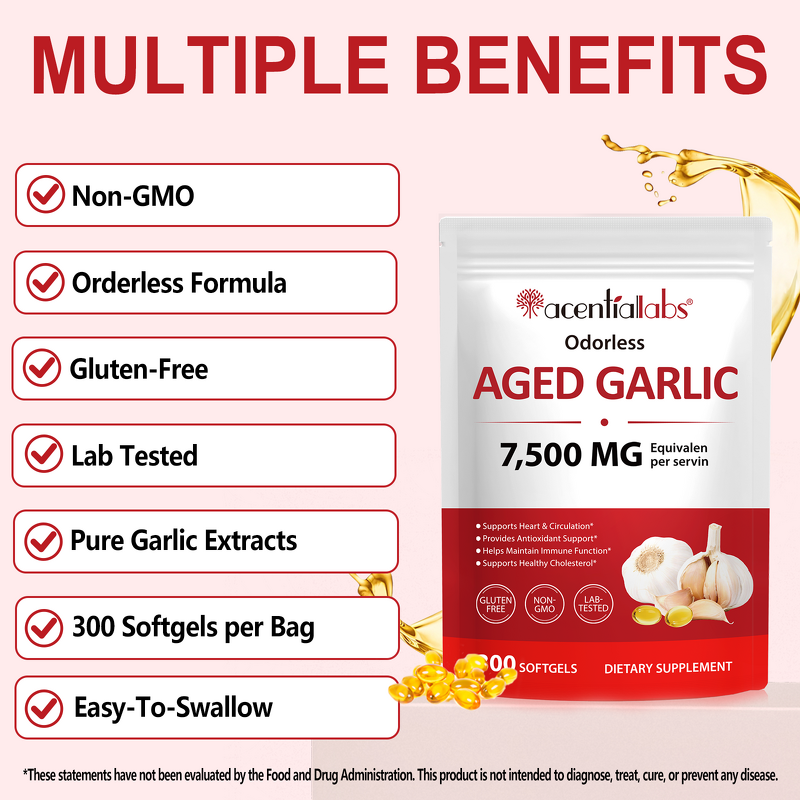Garlic Extract Softgels - Manufacturer Gluten-Free Odorless Aged Immune Wellness