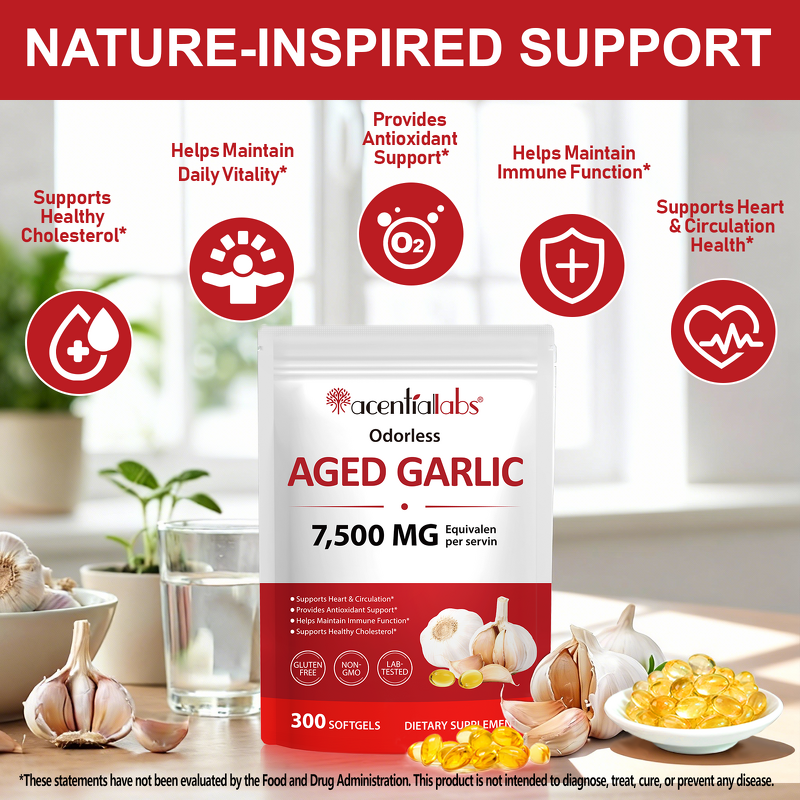 Garlic Extract Softgels - Manufacturer Gluten-Free Odorless Aged Immune Wellness