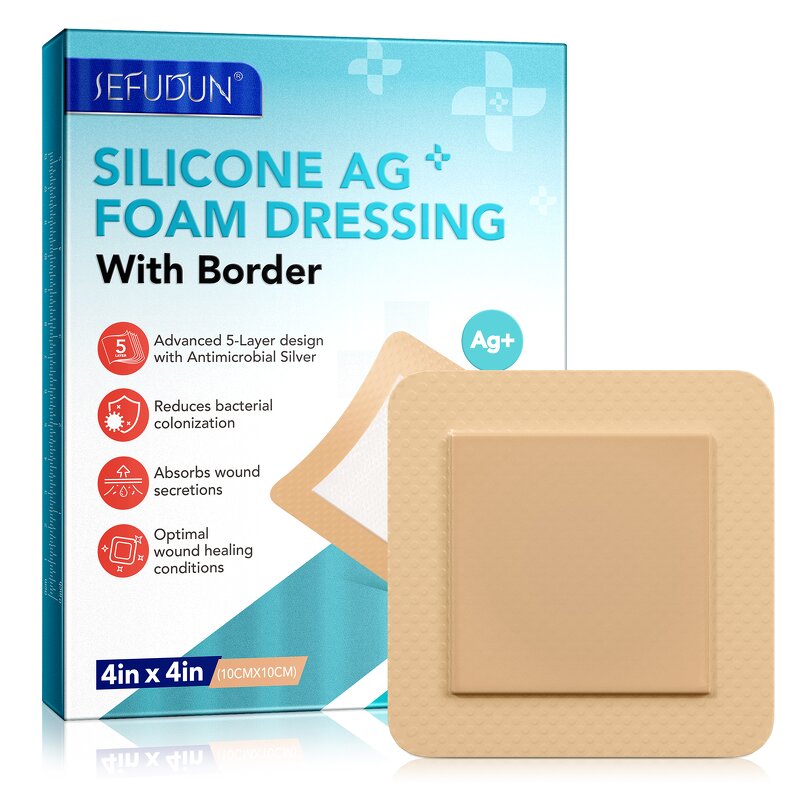 Silicone Foam Dressing - Manufacturer 5Packs 4in*4in Waterproof Absorbent
