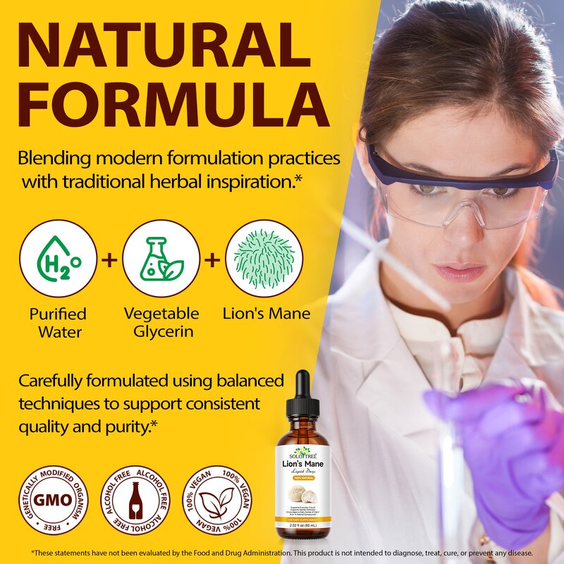 Lion's Mane Drops - Manufacturer 60ml Natural Liquid Memory Focus Immune Support