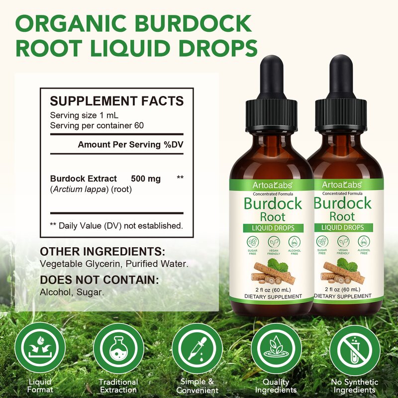 Burdock Root Drops - Manufacturer 60ml Vegan Natural Digestive Support Men & Women
