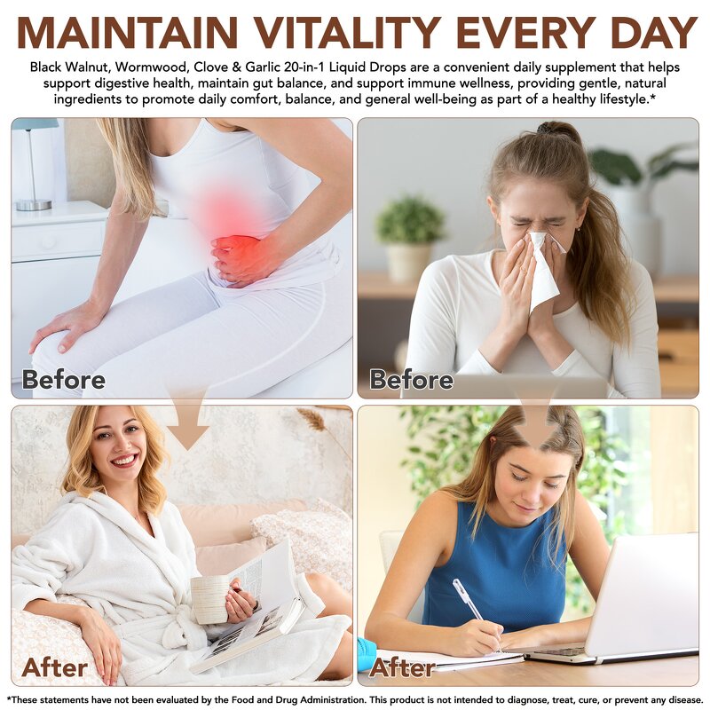 Black Walnut Drops - Manufacturer 60ml Non-GMO Garlic Digestive Immune Support