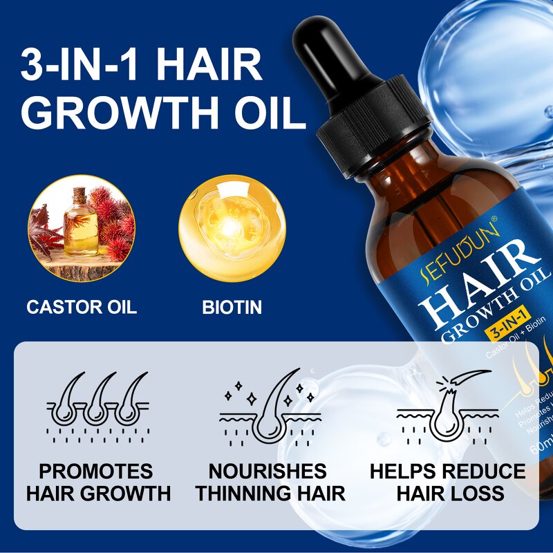 Hair Growth Oil - Manufacturer 60ml Private Label Castor Oil Biotin Anti Loss