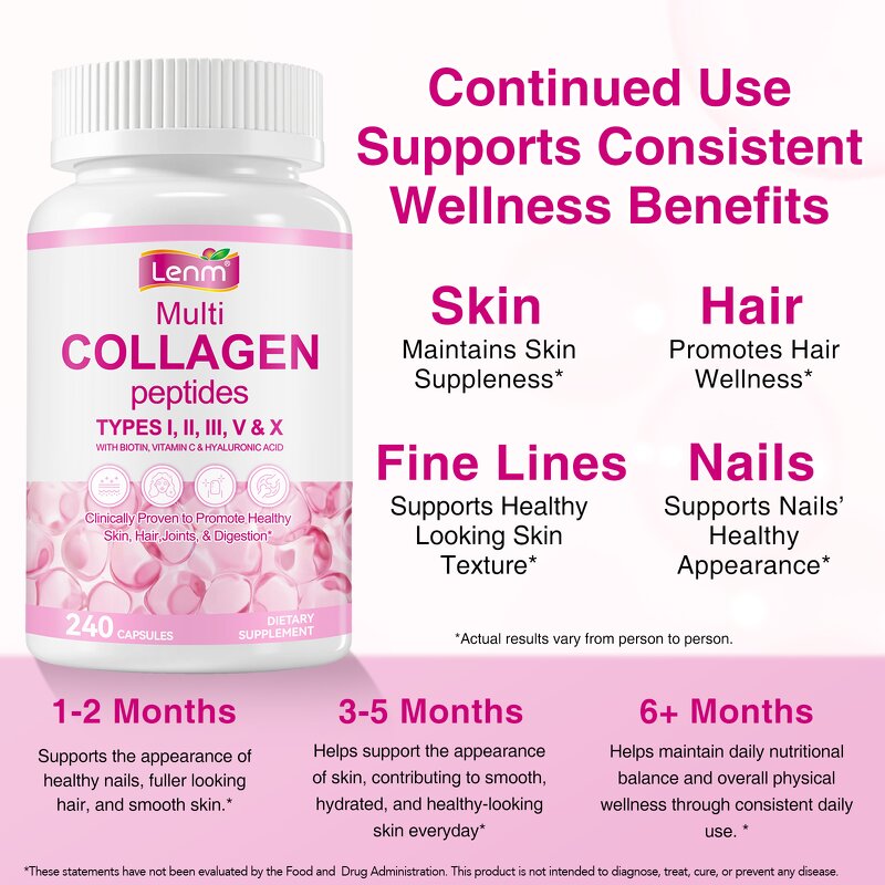 Collagen Capsules - Manufacturer 240Count Multi Peptides Hair Skin Joint Women