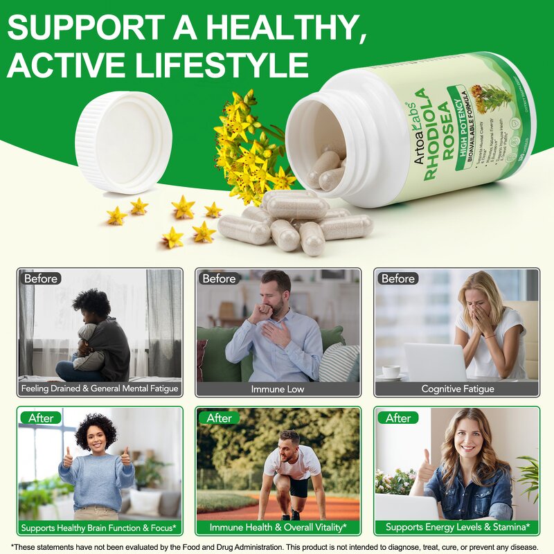 Rhodiola Rosea Capsules - Manufacturer Private Label Non-GMO Organic Focus Stress