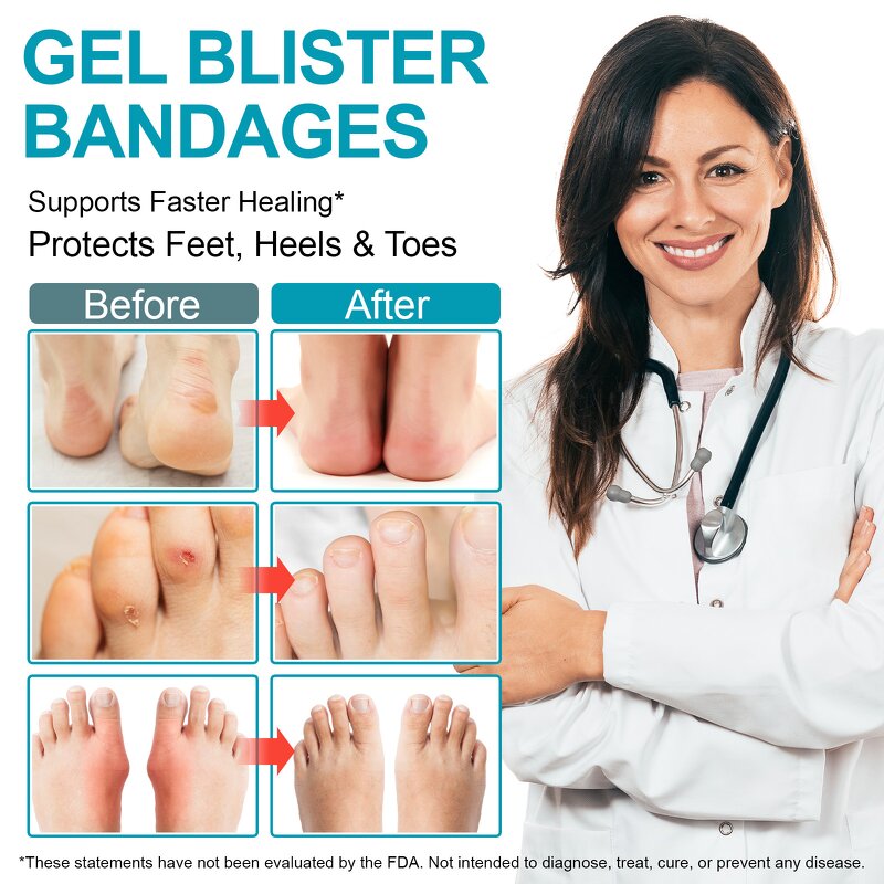 Blister Bandages - Manufacturer 30Count Ultra-Thin Hydrocolloid Feet Heels