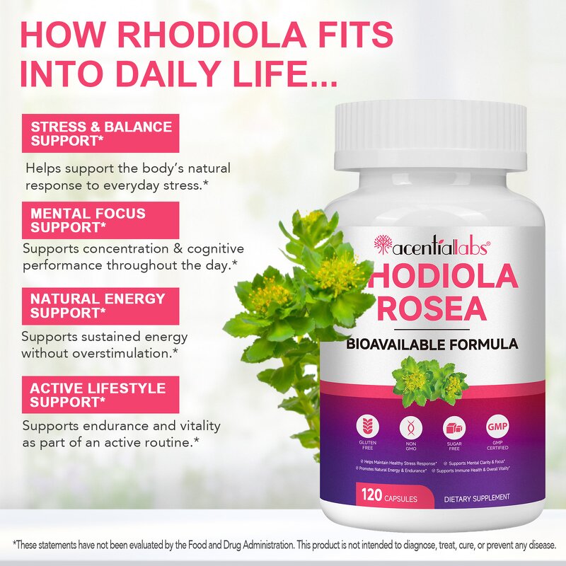 Rhodiola Rosea Capsules - Manufacturer Gluten-Free Non-GMO Organic Immune Vitality