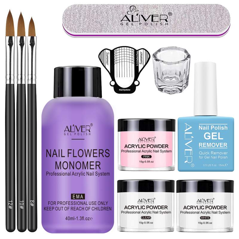 Acrylic Nail Kit - Manufacturer Wholesale Brush File Gel Remover Acrylic Powder