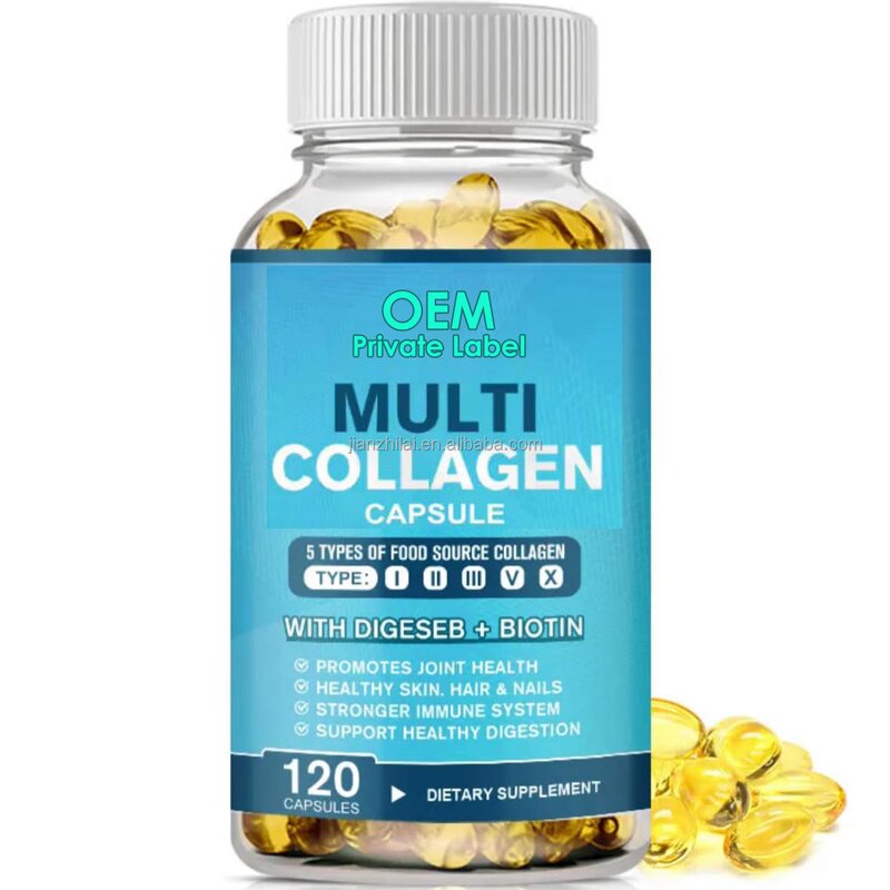 Multi Collagen Capsule Manufacturer - Softgel with Biotin Vitamin C Type I II III V