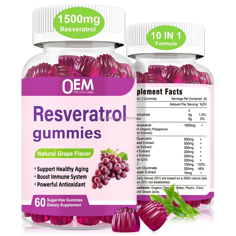 Resveratrol Gummies Manufacturer - Label with Nad Nicotidamide Resveratrol