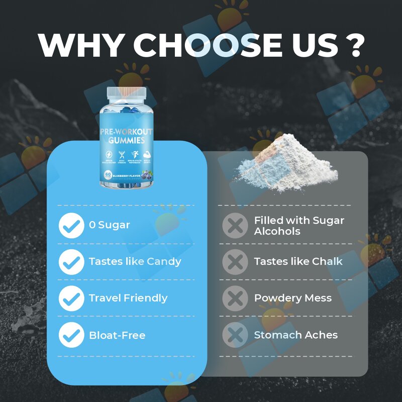 Pre Workout Gummies - Manufacturer 2024 BCAA Vitamin B12 Vegan Muscle Building