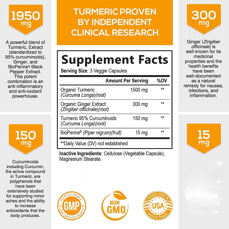 Turmeric Capsule - Manufacturer Wholesale OEM 95% Curcumin Ginger Black Pepper