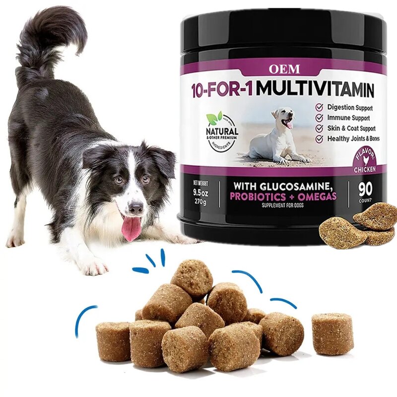 Dog Multivitamin Chews - Manufacturer OEM/ODM/OBM 10 in 1 Glucosamine Probiotics