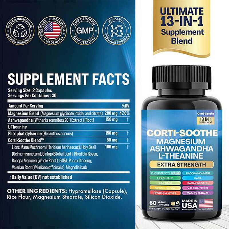 Magnesium Capsules - Manufacturer Wholesale Corti-soothe Ashwagandha L-Theanine