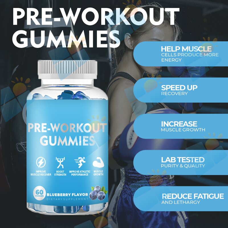 Pre Workout Gummies - Manufacturer 2024 BCAA Vitamin B12 Vegan Muscle Building