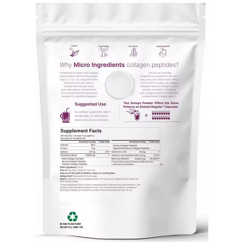 Collagen Protein Powder - Manufacturer Biotin Hyaluronic Acid Vitamin C Keto Paleo