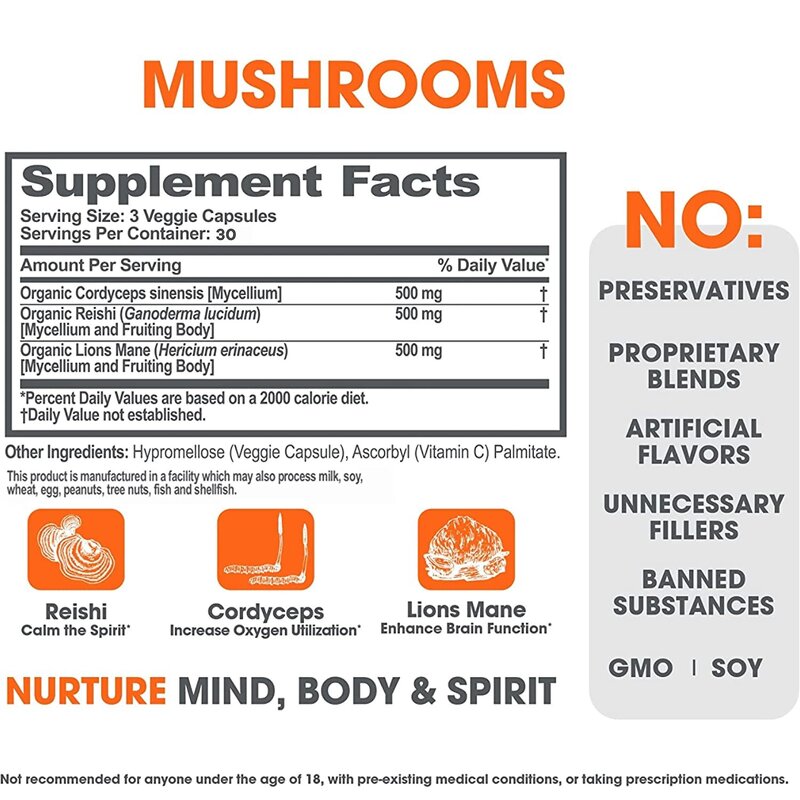 Lion's Mane Capsules - Manufacturer OEM/ODM/OBM 500mg Hericium Erinaceus