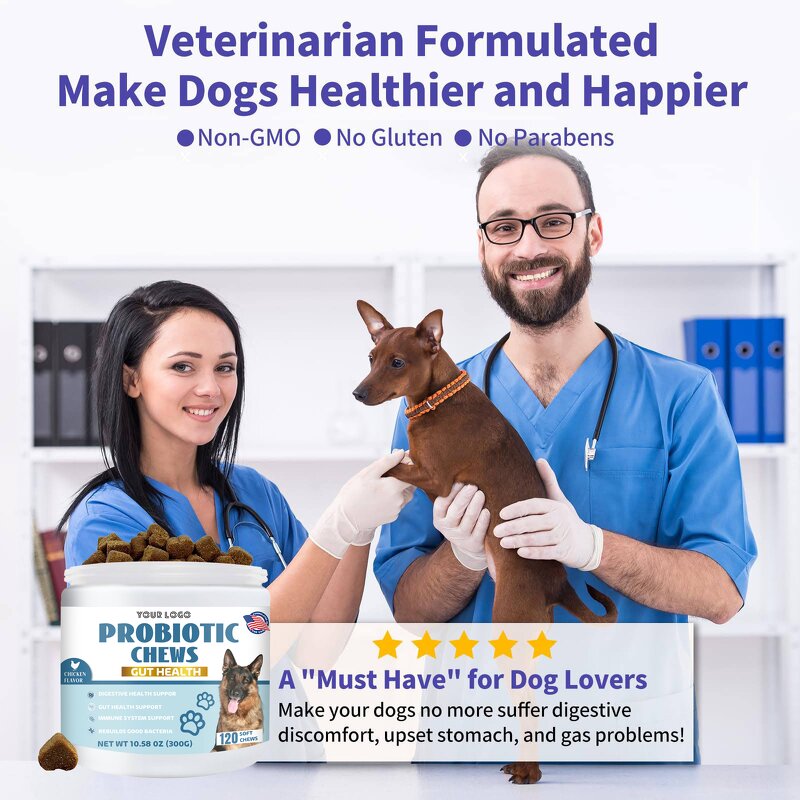 Dog Probiotic Chews - Manufacturer 120Ct Chicken Prebiotics Skin Ears Gut Health