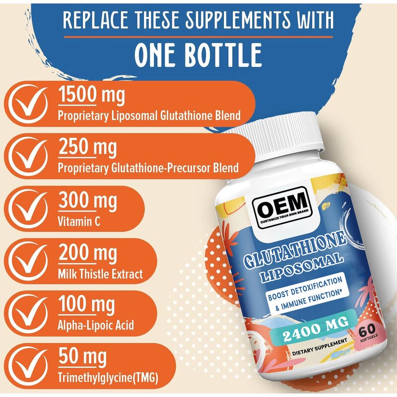 Glutathione Softgels - Manufacturer 1500mg Liposomal Detox Immune Bioavailability