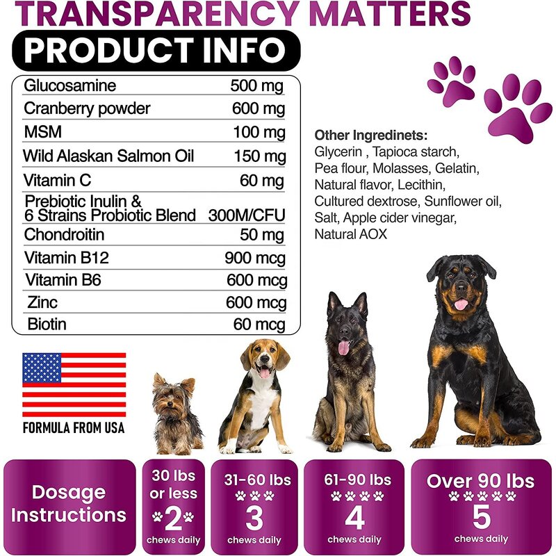 Dog Multivitamin Chews - Manufacturer Glucosamine Joint Immune Probiotics Booster