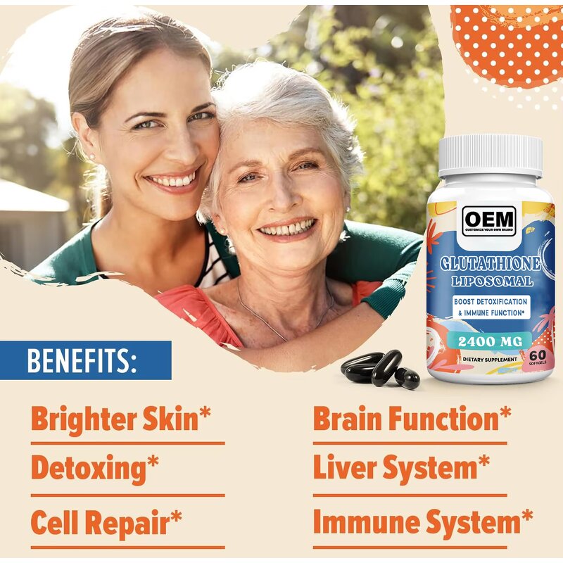 Glutathione Softgels - Manufacturer 2400mg Liposomal Detox Immune Skin Brighten