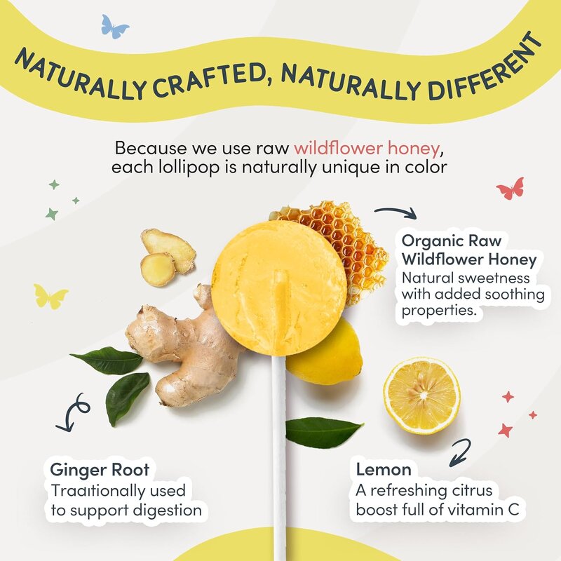 Honey Lollipop - Manufacturer Healthcare Lemon Ginger Root Children Round Hard