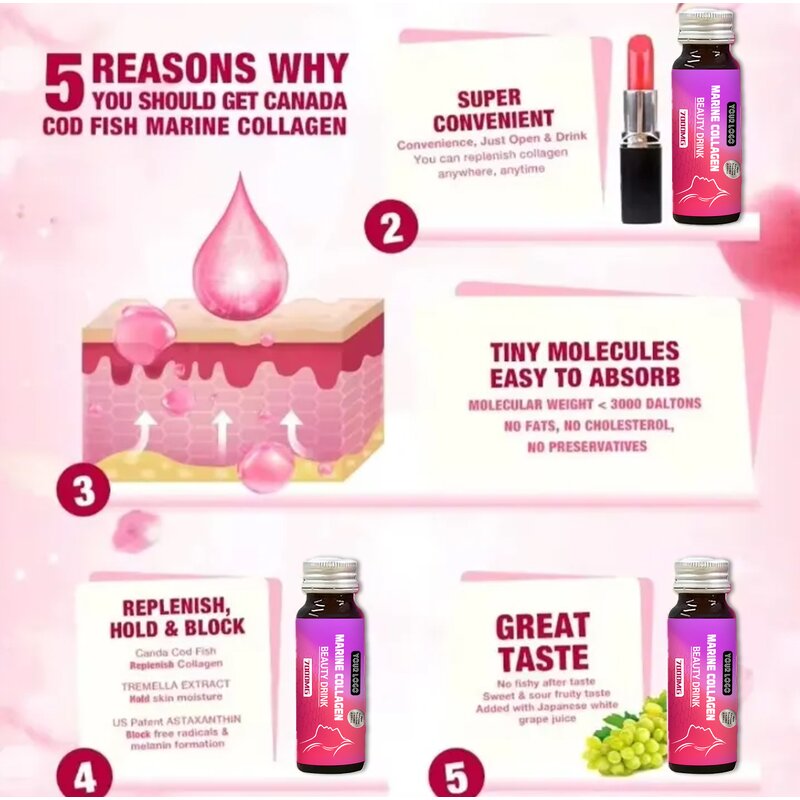 Marine Collagen Drink - Manufacturer Custom Antioxidant Hyaluronic Acid Natural