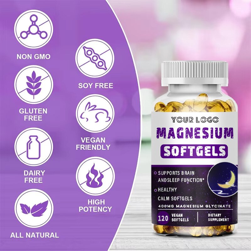Magnesium Glycinate Softgels - Manufacturer 400mg Bone Brain Sleep Muscle Relax