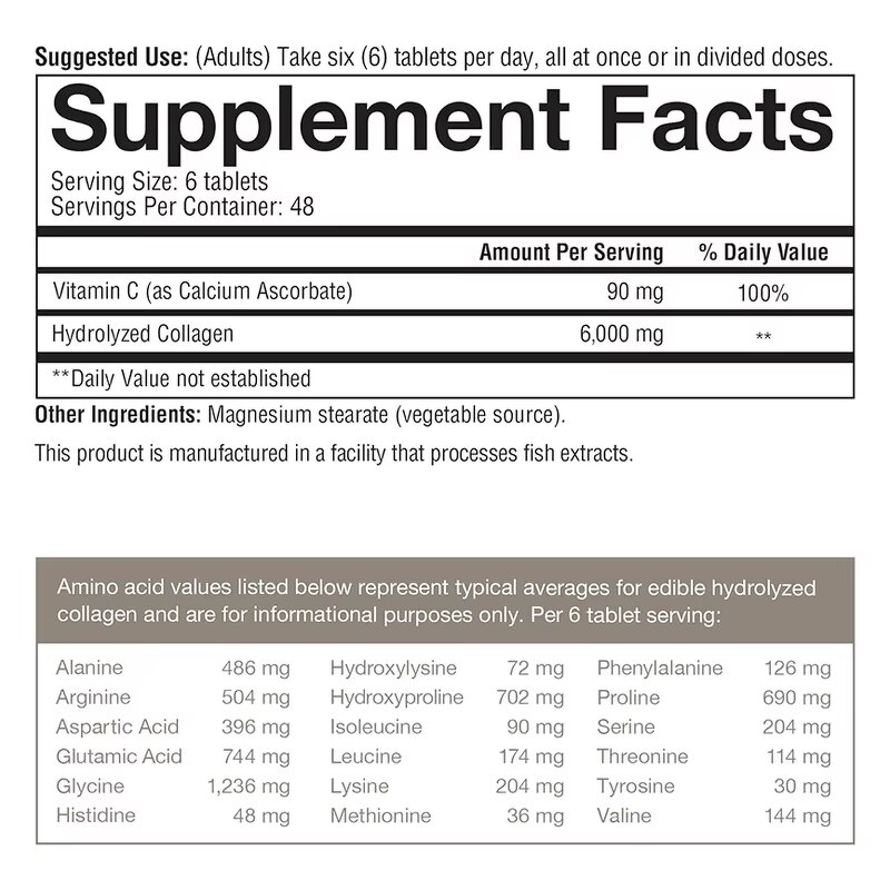 Collagen Tablets - Manufacturer Advanced 6000mg Vitamin C Skin Hair Nails Adult