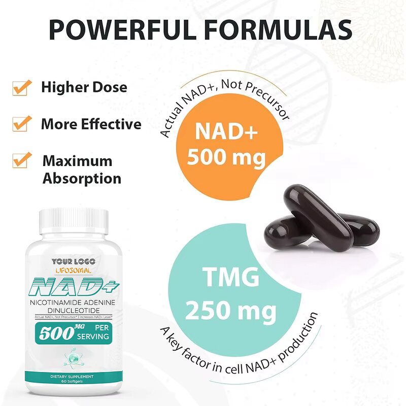 NAD+ Softgels - Manufacturer 500mg Brain Function DNA Repair Maximum Absorption