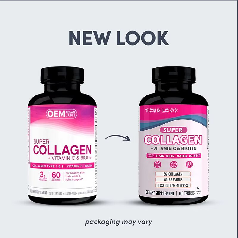 Super Collagen Tablets - Manufacturer Vitamin C Biotin 180Ct Skin Hair Joint
