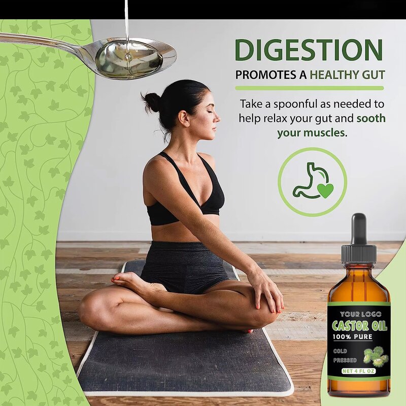 Castor Oil Drops - Manufacturer Private Label OEM Gut Muscles Hair Nail Growth