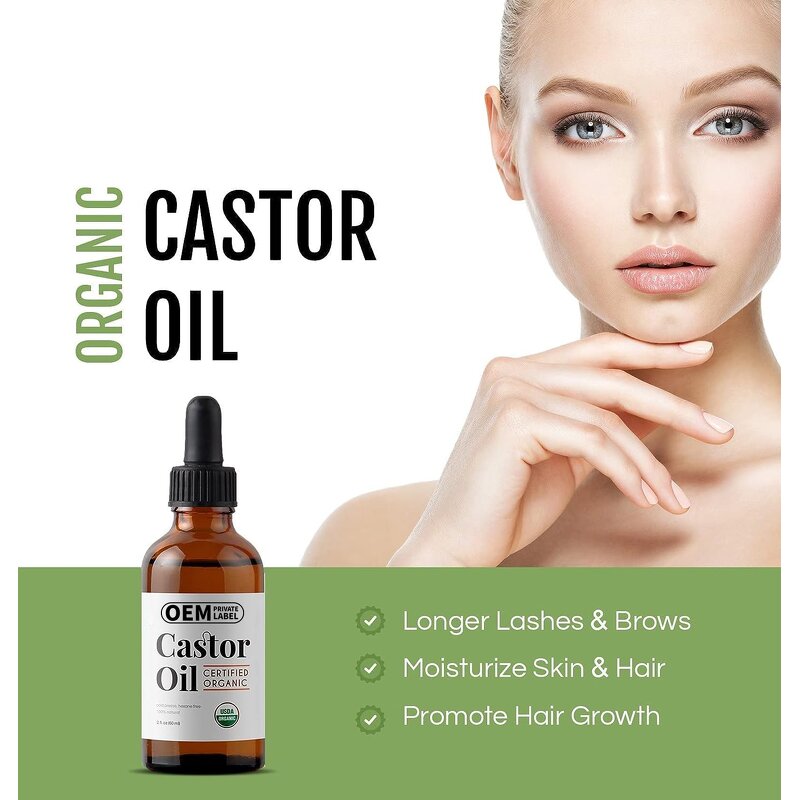 Castor Oil Drops - Manufacturer Herbal Cold Pressed Eyelash Eyebrow Skin Hair