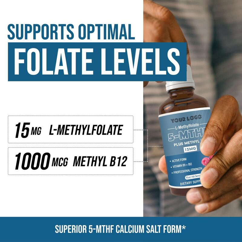 L-Methylfolate Drops - Manufacturer OEM/ODM 15mg B12 Immune Brain Health