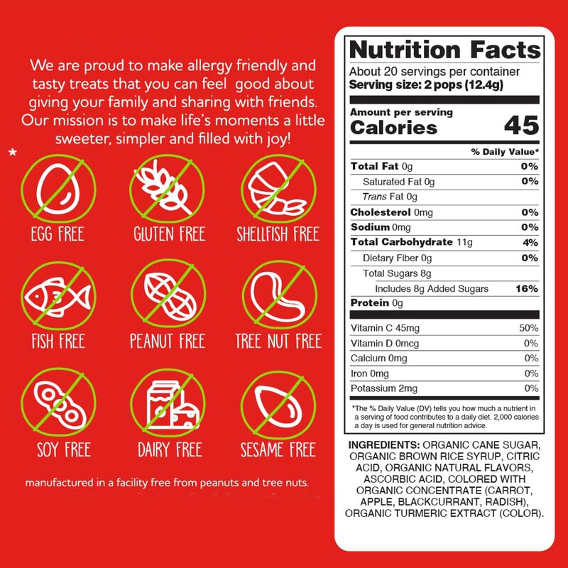 Fruit Lollipops - Manufacturer Allergy Friendly Natural Various Flavored Candies