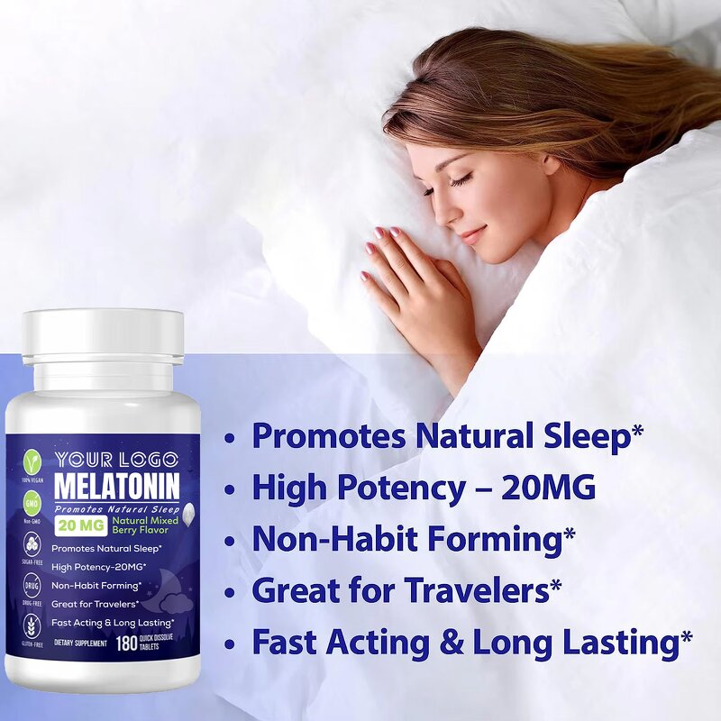 Melatonin Supplement - Manufacturer 100% Vegan Sleep Stress Fast Long Acting Adult