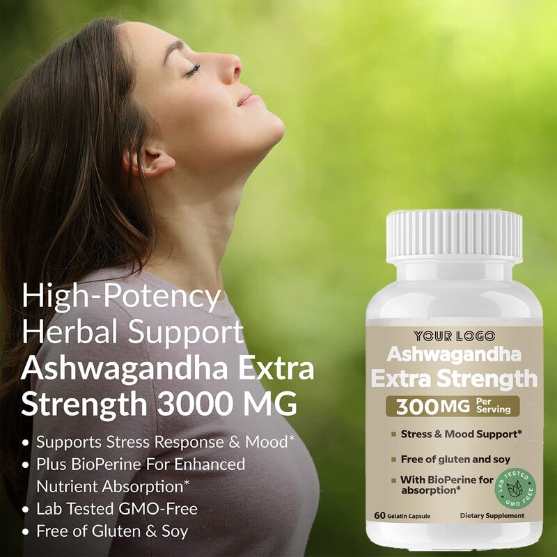 Ashwagandha Capsules - Manufacturer Custom KSM 66 3000mg Sleep Stress Energy