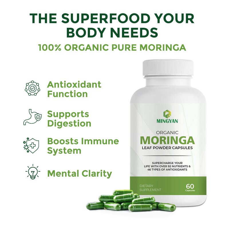 Moringa Capsules - Manufacturer Organic Leaf 92+Nutrients 46Antioxidants Immunity