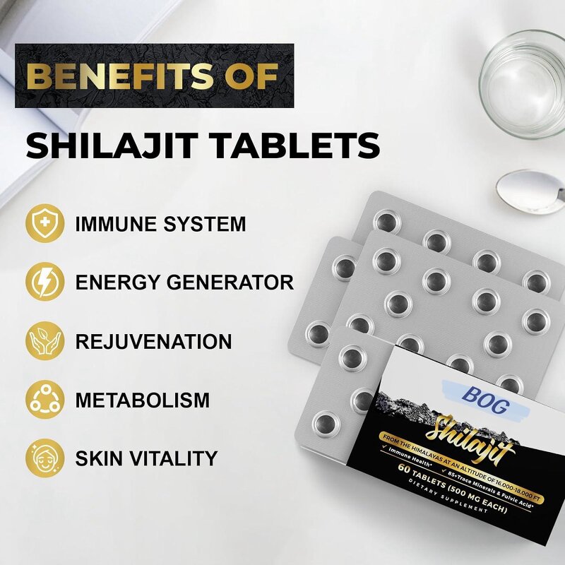 Shilajit Tablets - Manufacturer Premium 500mg 85+Trace Fulvic Energy Immune