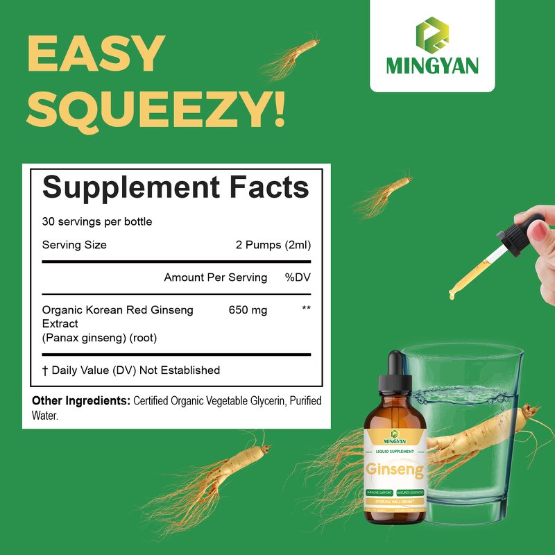 Panax Ginseng Drops - Manufacturer Organic Korean Root Overall Well-Being Immune